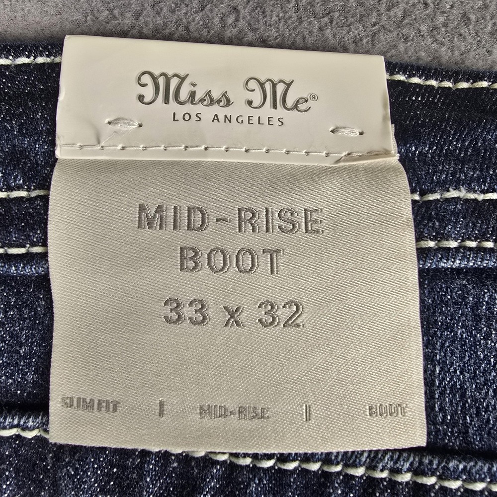 Miss Me Jeans Womens 33x32 Blue Mid Rise Bootcut Embroidered Denim Western NWT - Picture 8 of 15